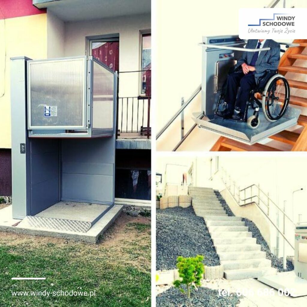 Podnośnik pionowy i mała platforma dla niepełnosprawnych